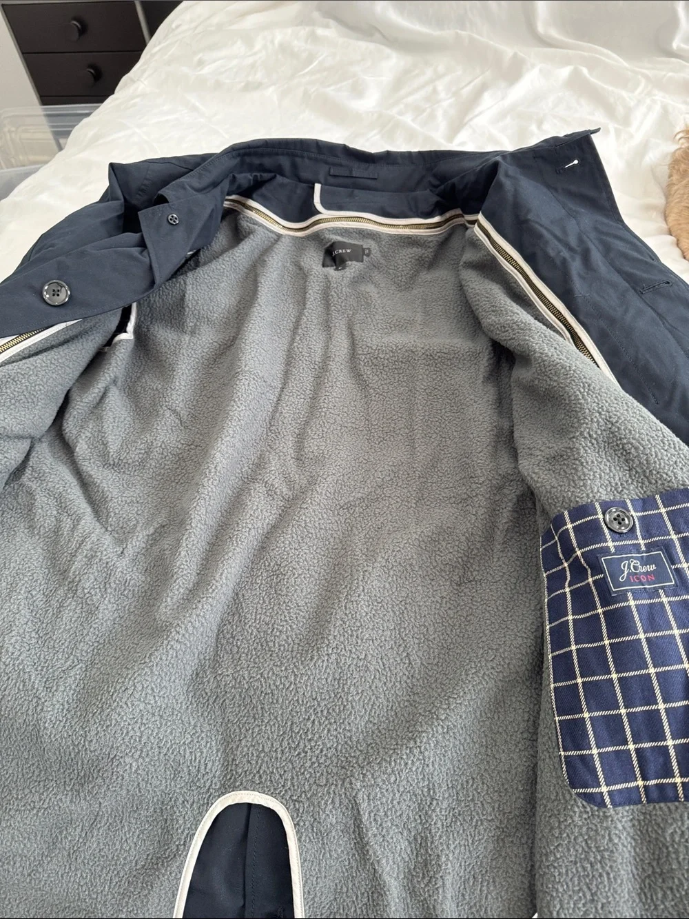 J. Crew Navy Trench Coat with Classic Collar and removable Liner
